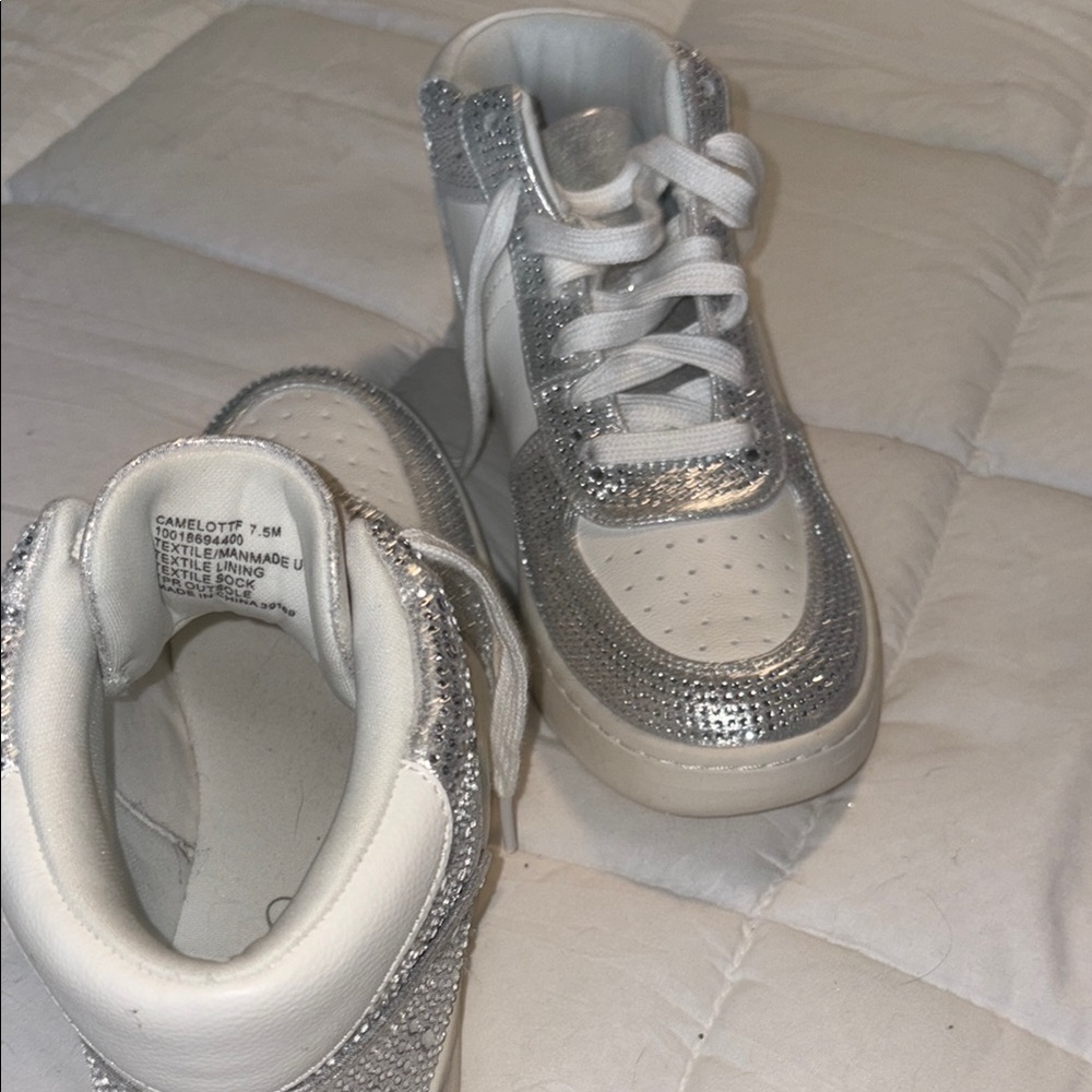 Wild Pair Silver and White High-Top Sneakers